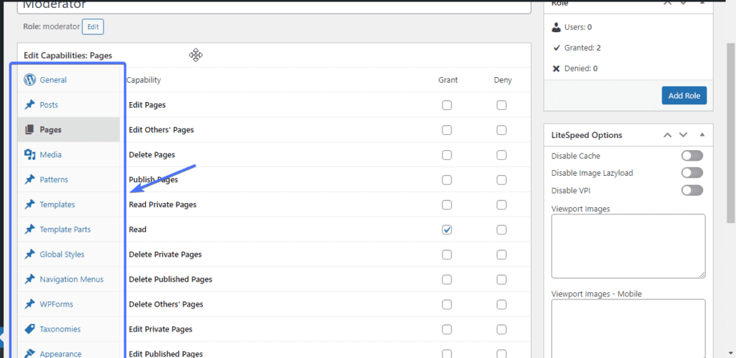 More capability options - WordPress access control
