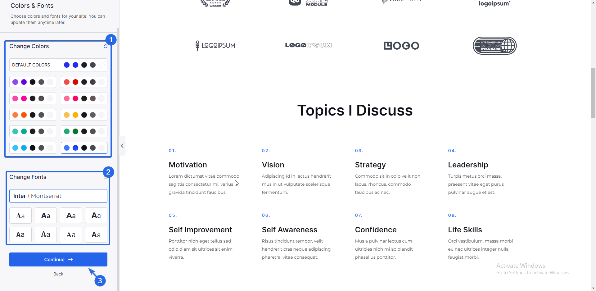 Change theme colors and font