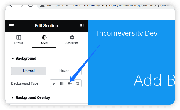 Select video option