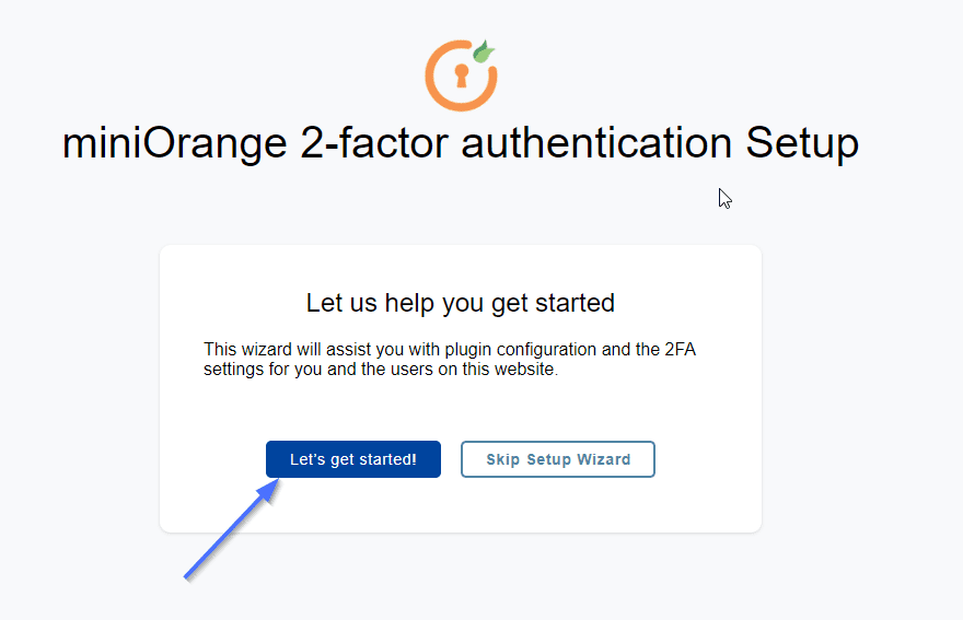 Start miniOrange 2FA setup
