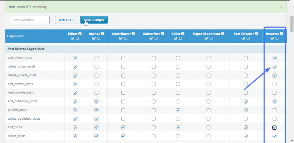 Assign capabilities to investor