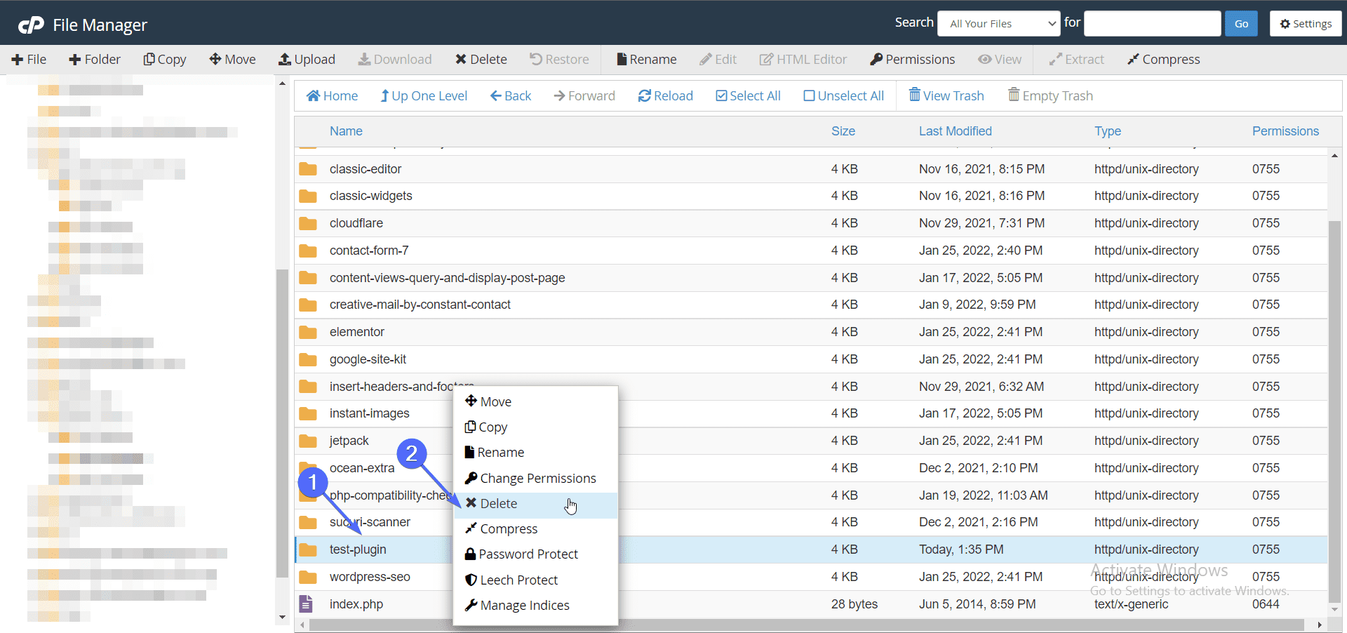 Delete WordPress Plugin Via cPanel