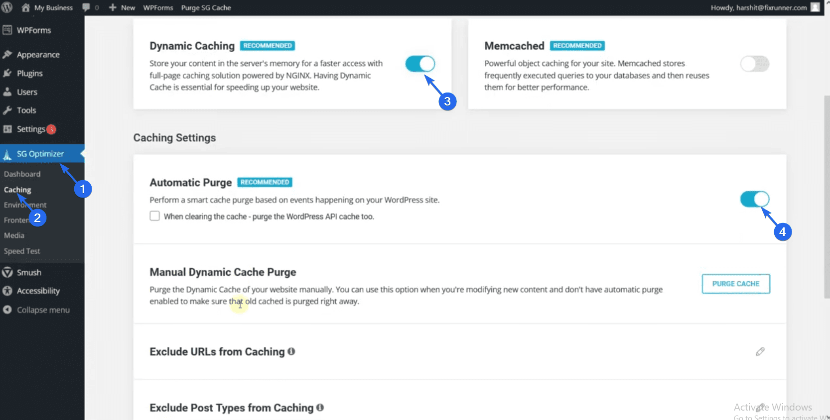 enable caching on your business website