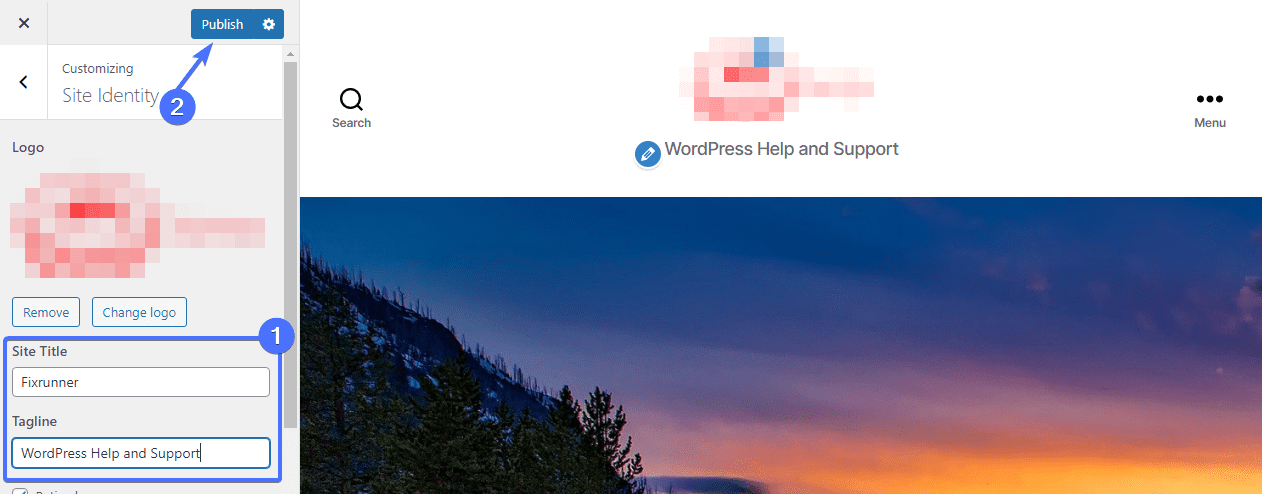 Site title and Tagline section