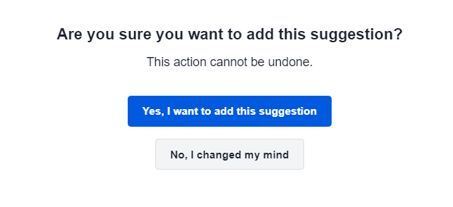 Prompt to accept suggestion