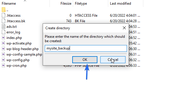 Enter the name of the new directory