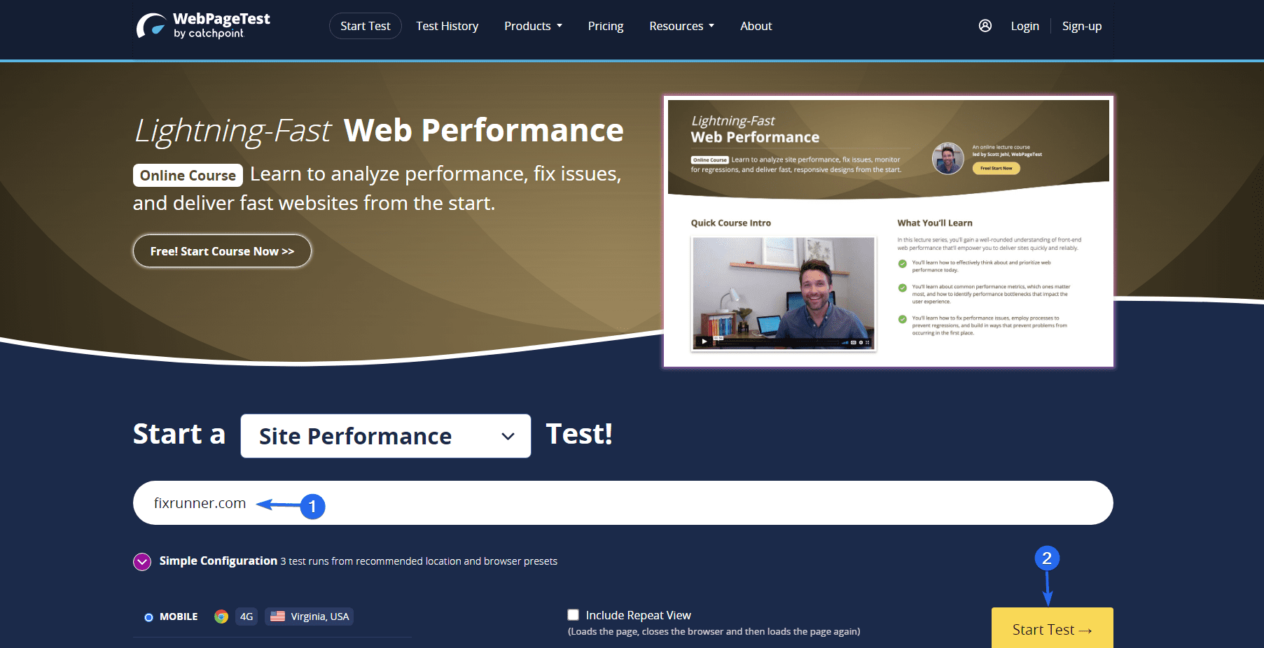 WebPageTest - reduce server response times (TTFB)