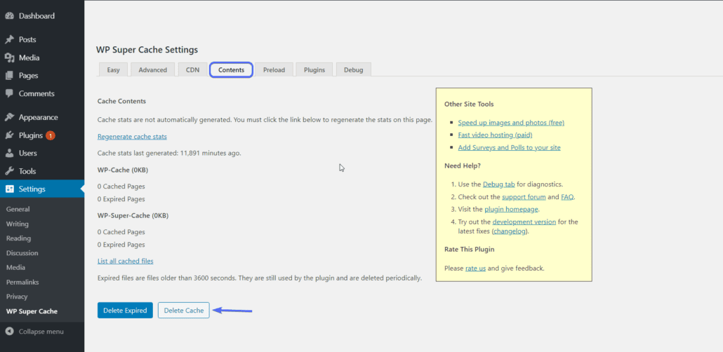 Click on Contents tab
