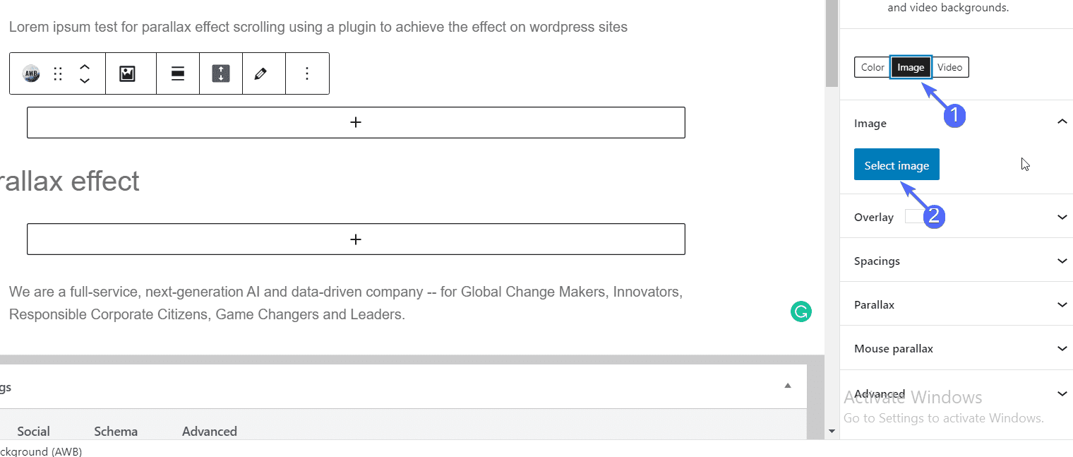 how to add parallax effect in wordpress