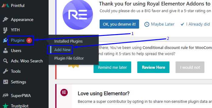 Add new plugins page