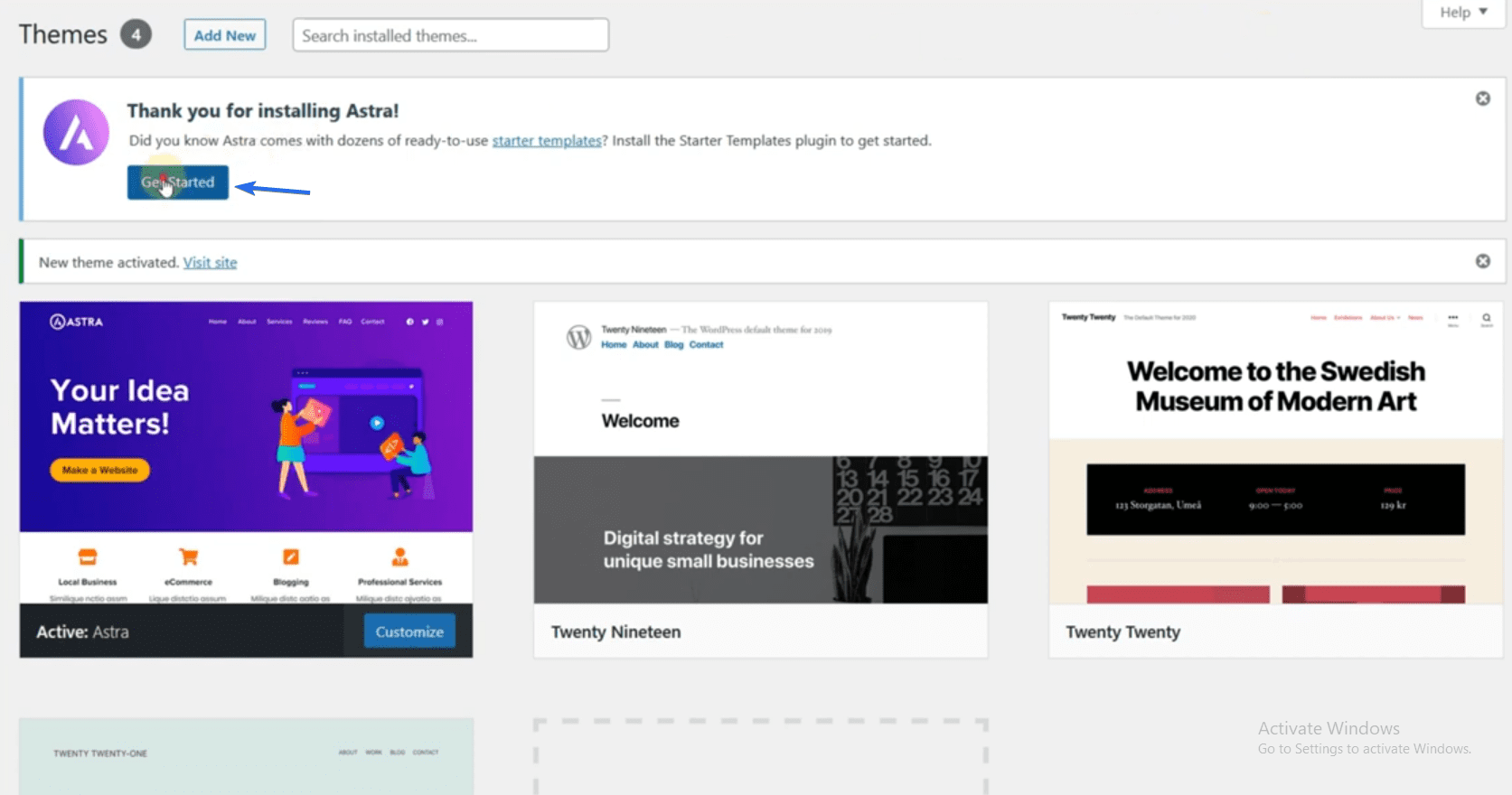 Click Get Started after installation