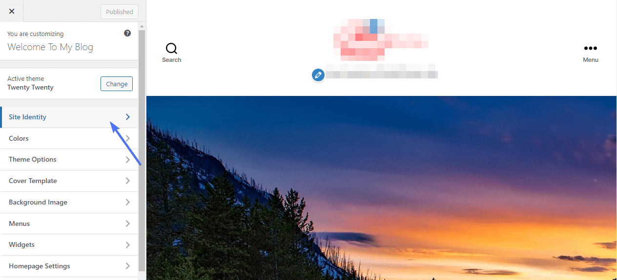 Site identity on the customize page