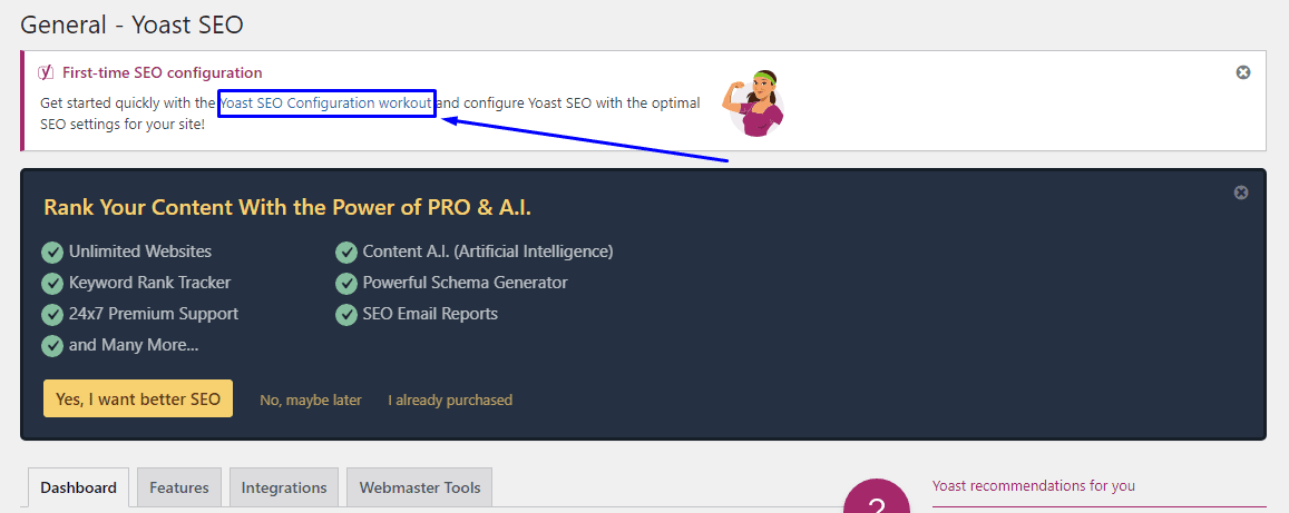 Yoast SEO Configuration Workout link