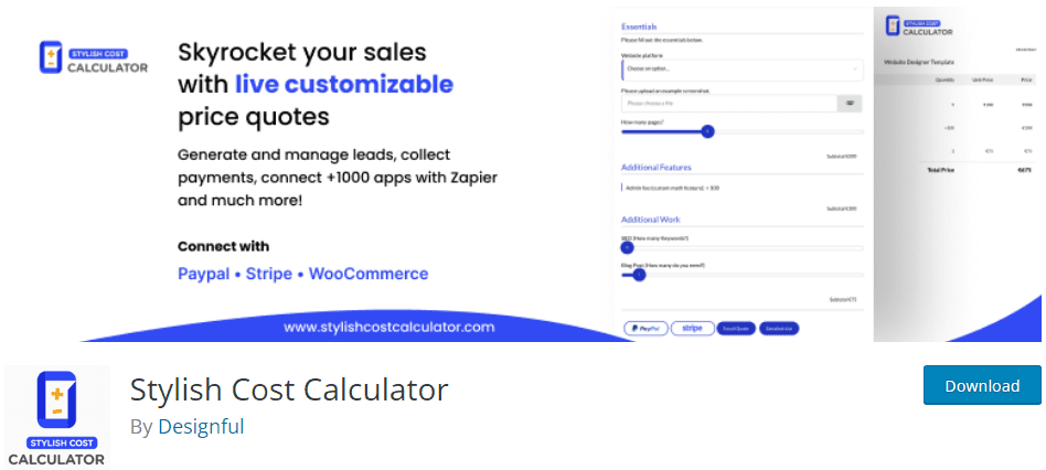 Stylish Cost Calculator plugin