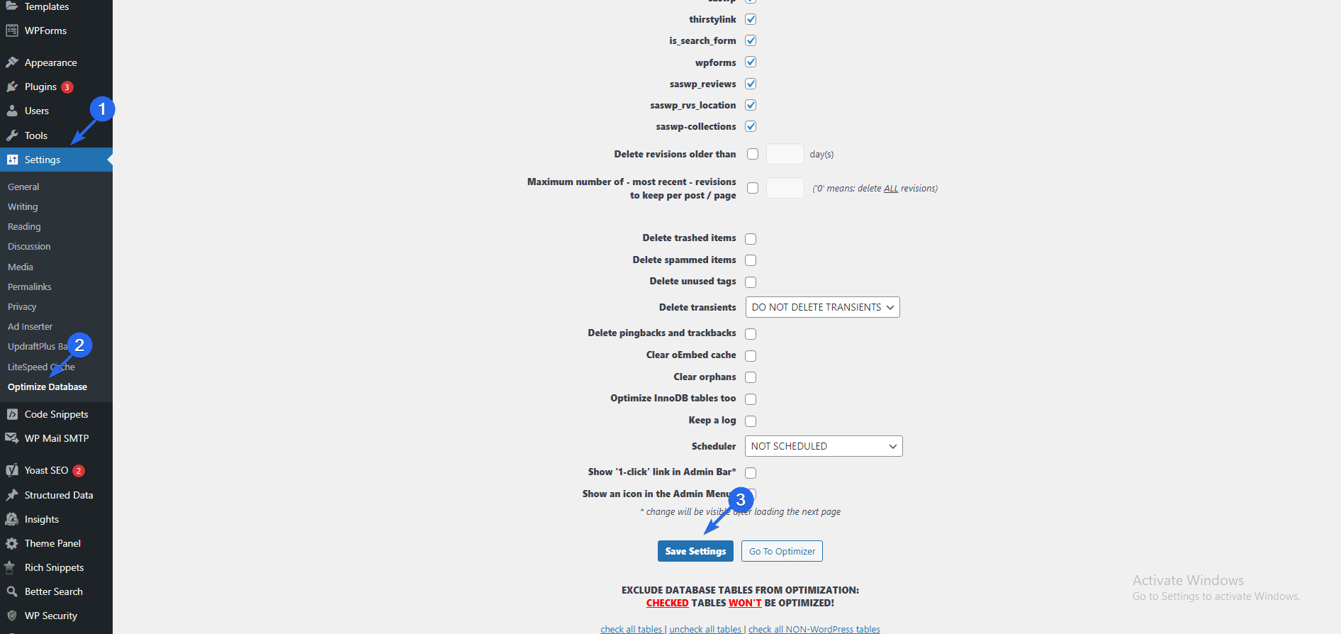 Optimize database settings