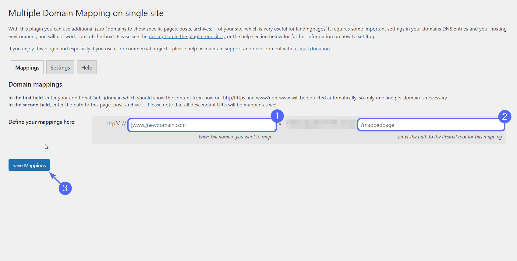 Mapping Tab - map domain to wordpress