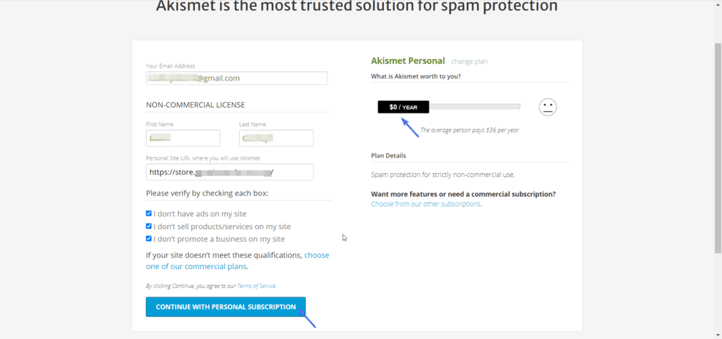 akismet antispam website