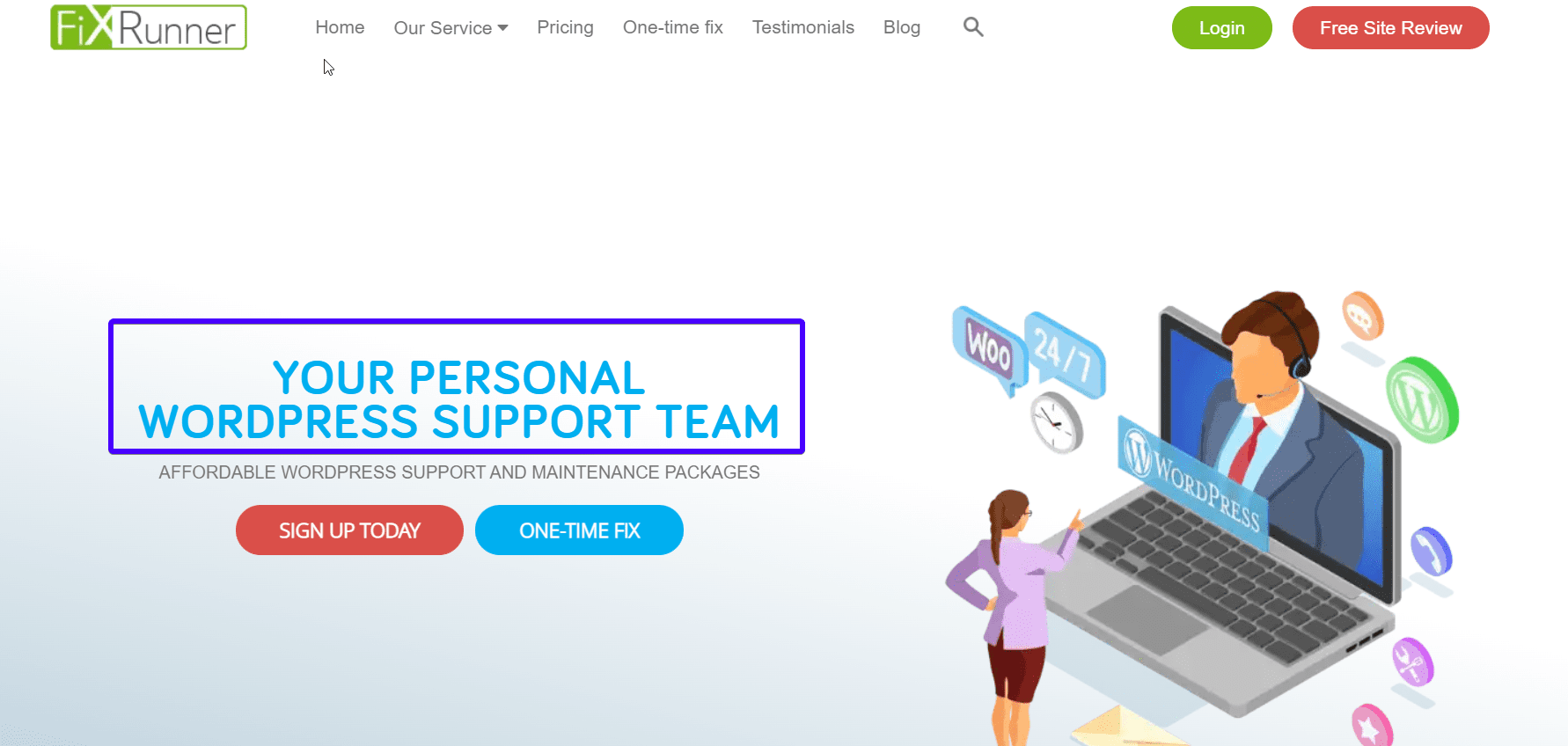 Site headline - change homepage wordpress