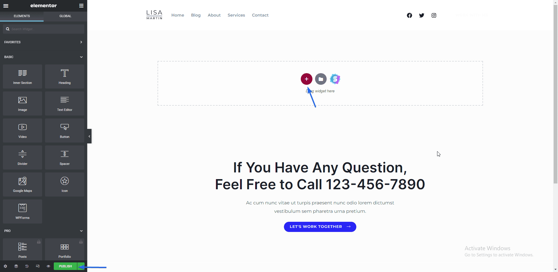 Customize the page and save changes