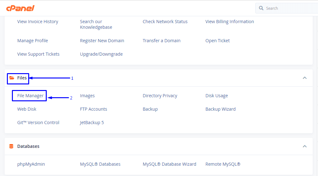 cPanel account