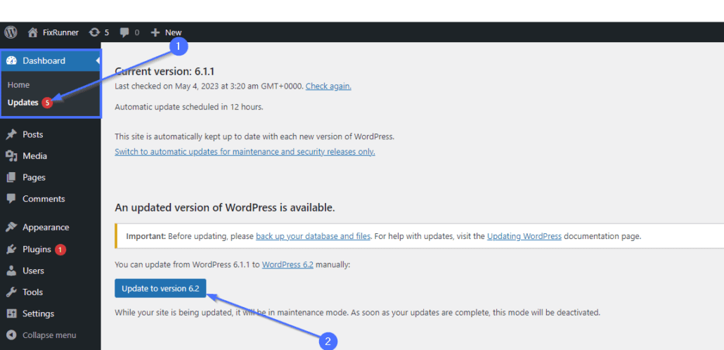 Updates page