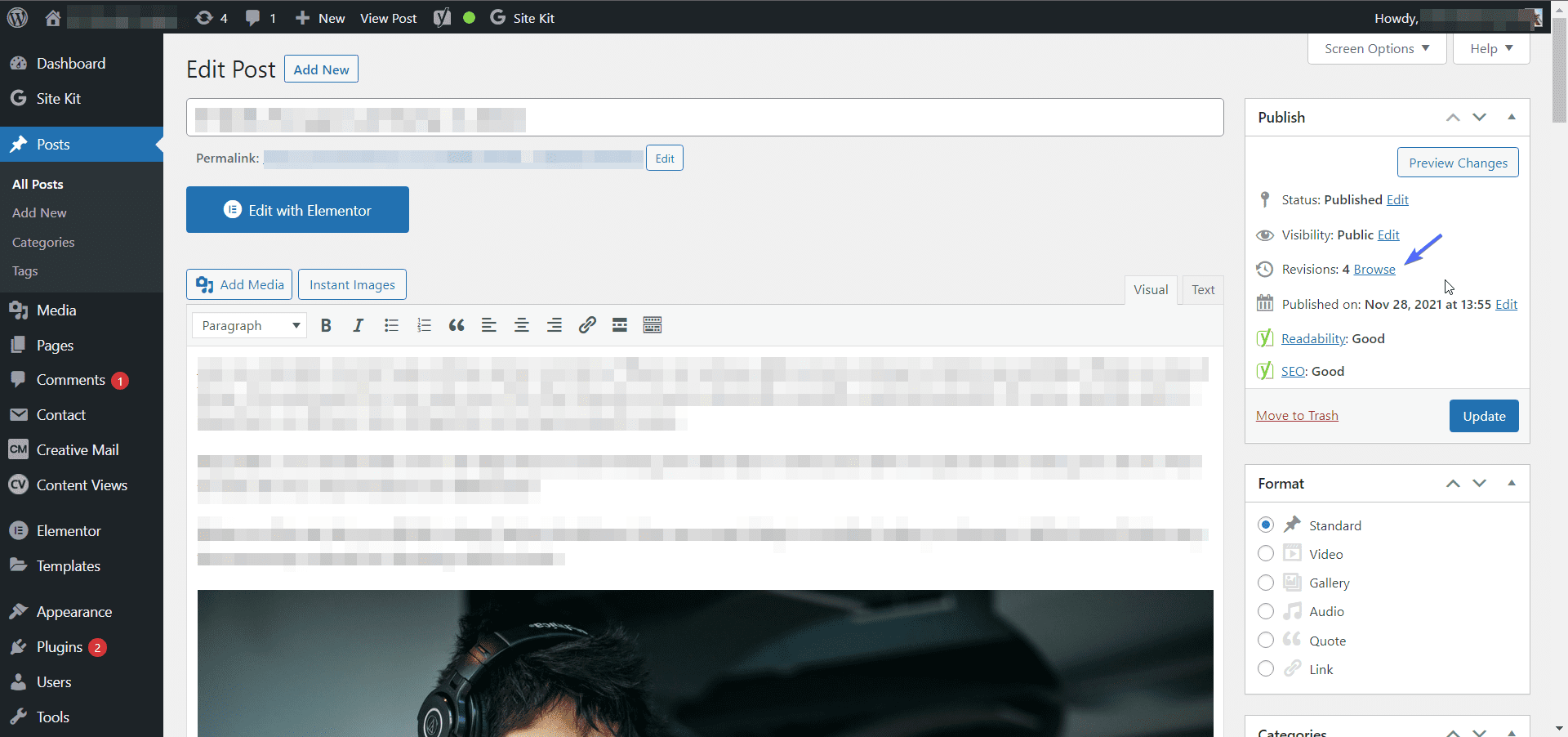 Publish section