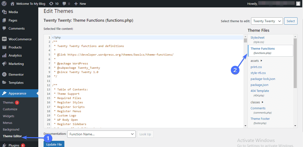 WordPress Theme Editor
