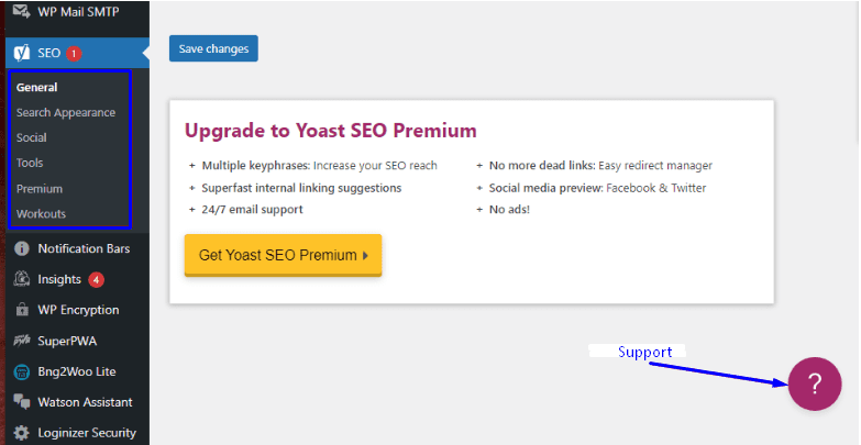 Yoast Support button - Rank math vs Yoast