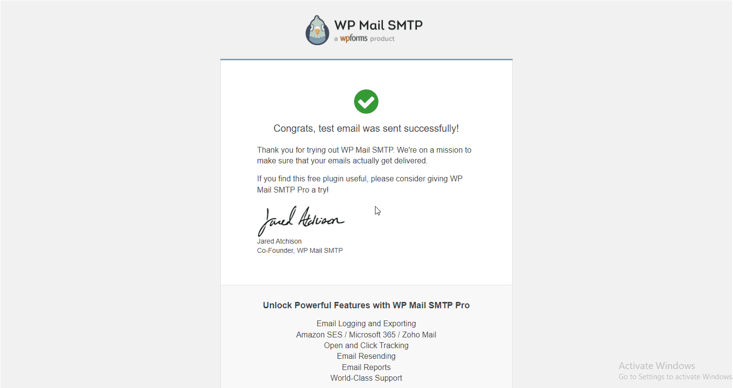 Check Email received from WordPress
