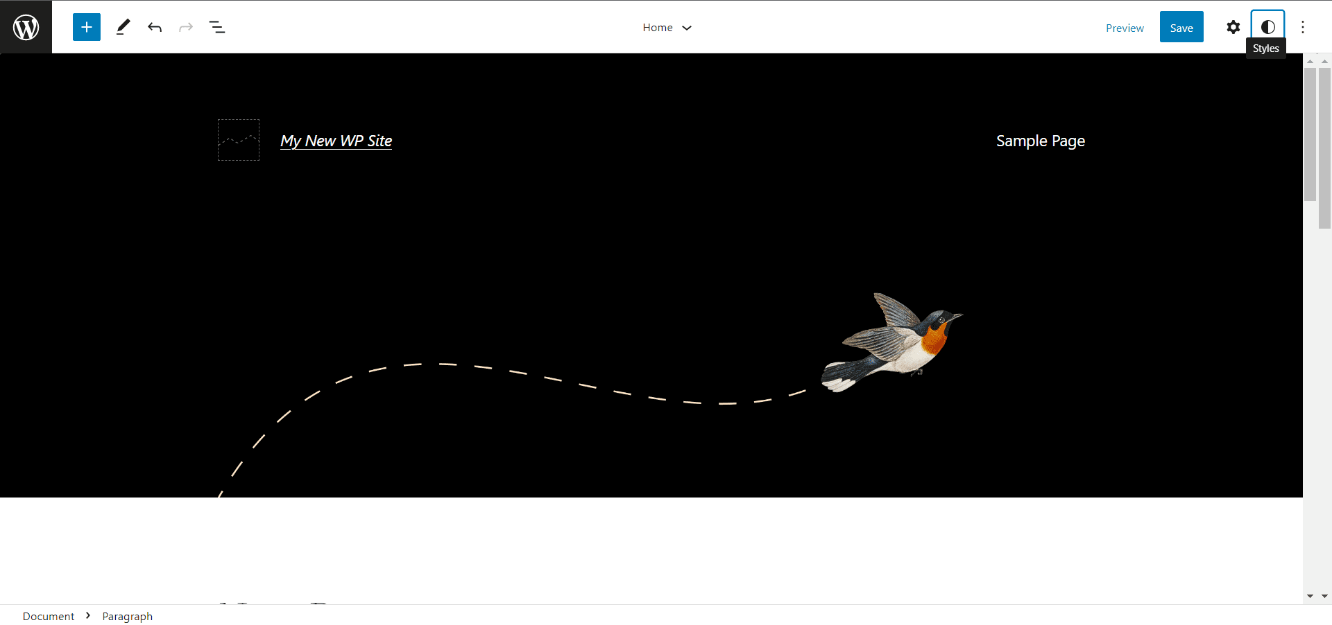 Use the add block icon to add elements to the page
