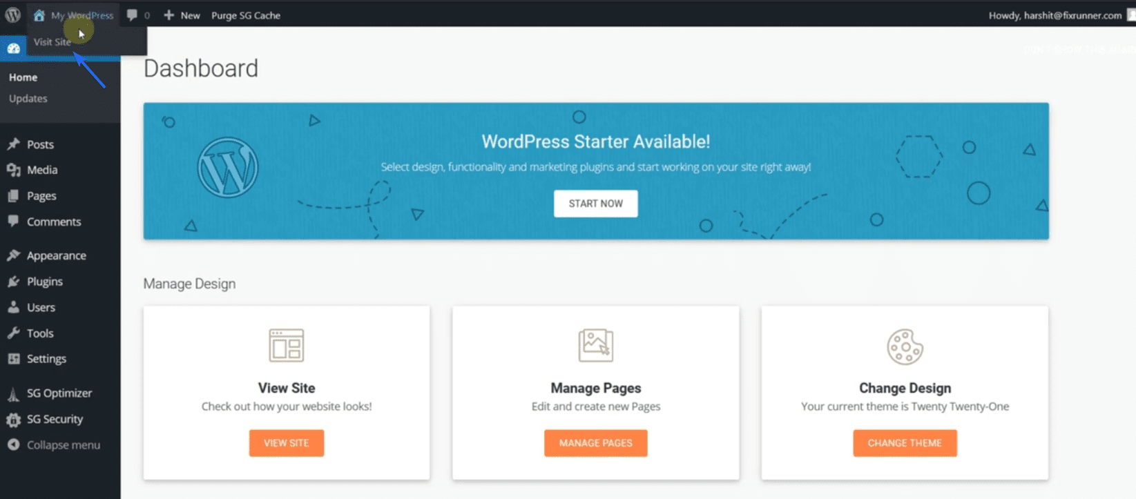 Click on Visit Site to view your business website