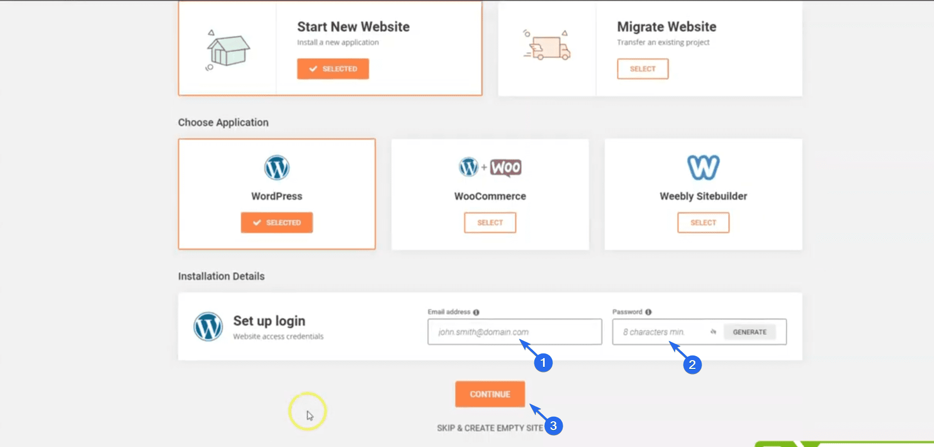 Enter business website login details
