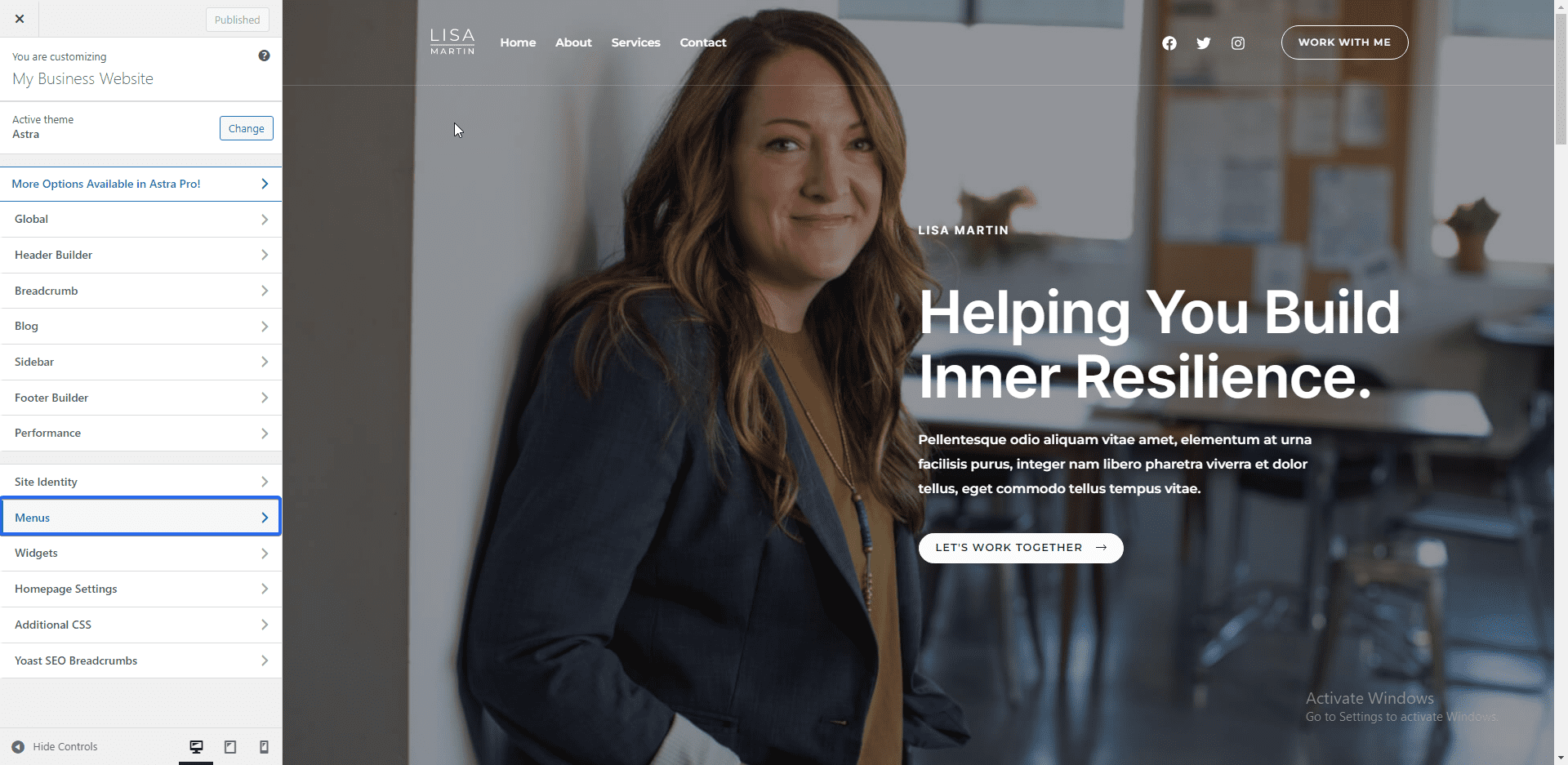 Adding Navigation menus to your business website