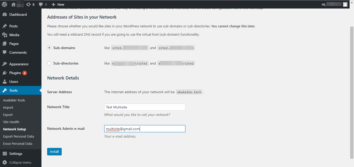 install multisite