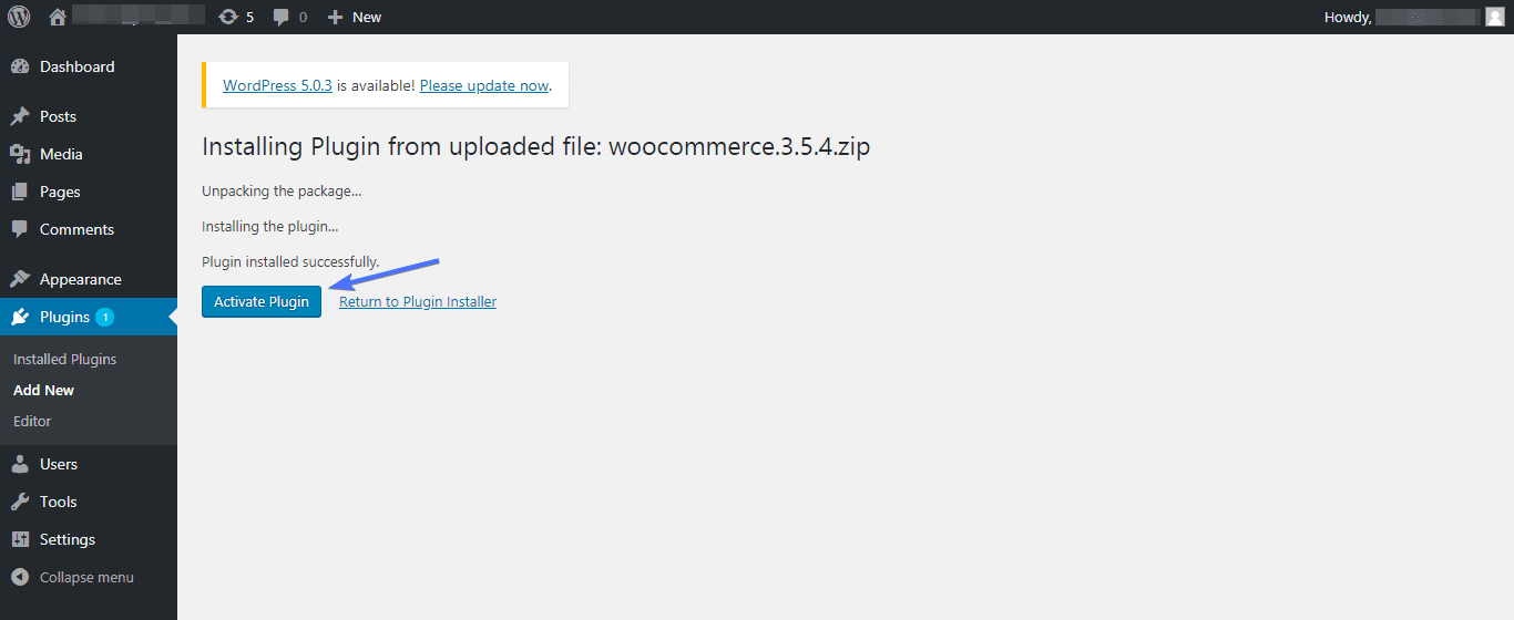 Installing plugin from upload
