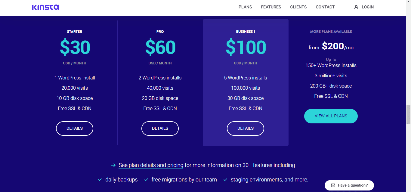 Kinsta managed WordPress hosting