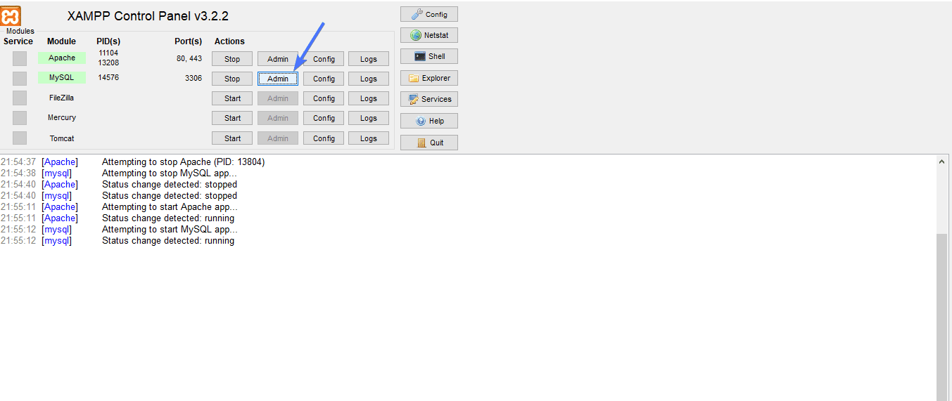 XAMPP Control Panel