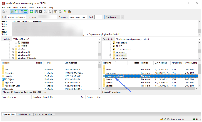 Plugins deactivated via FTP to fix 401 error in WordPress