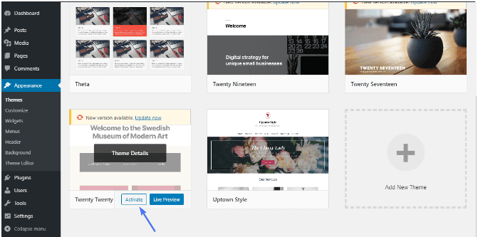 WordPress default theme