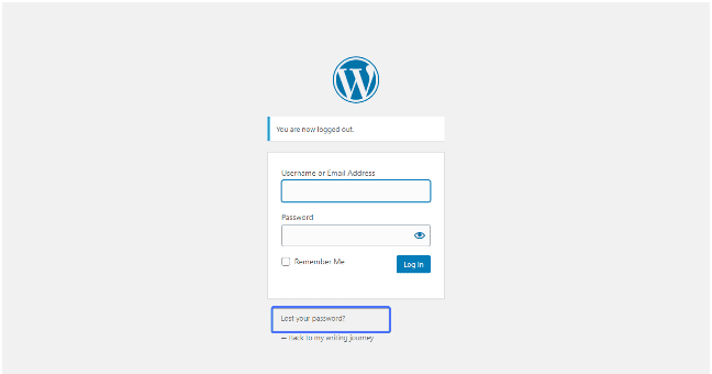 WordPress login page