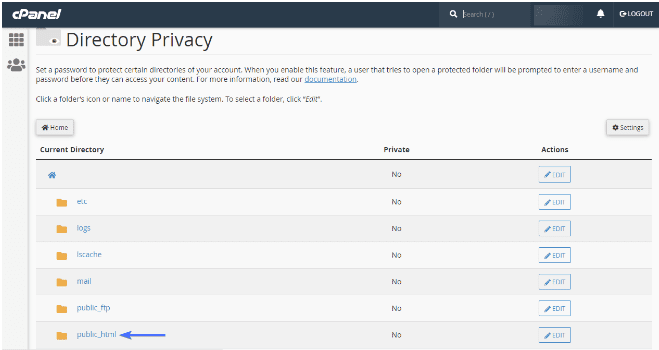 cPanel public_html