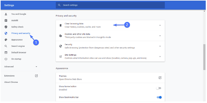 Clear browsing data to fix 401 error