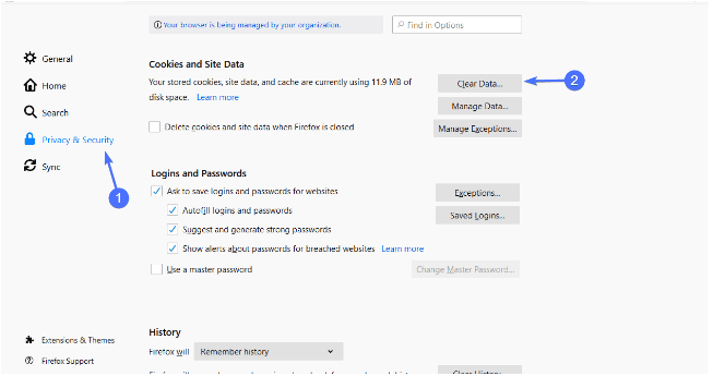 Privacy and Security settings