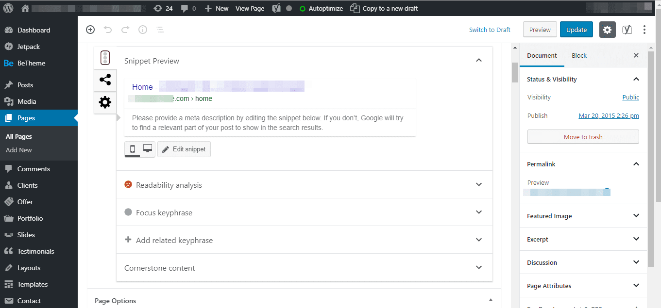 WordPress meta description tag