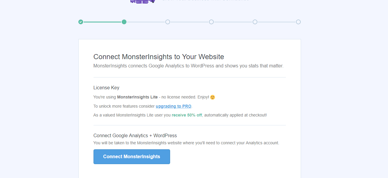 connect monsterinsights to your website