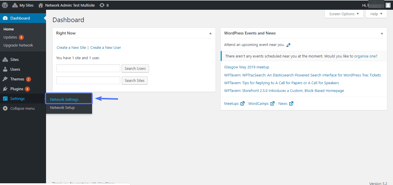 multisite network settings
