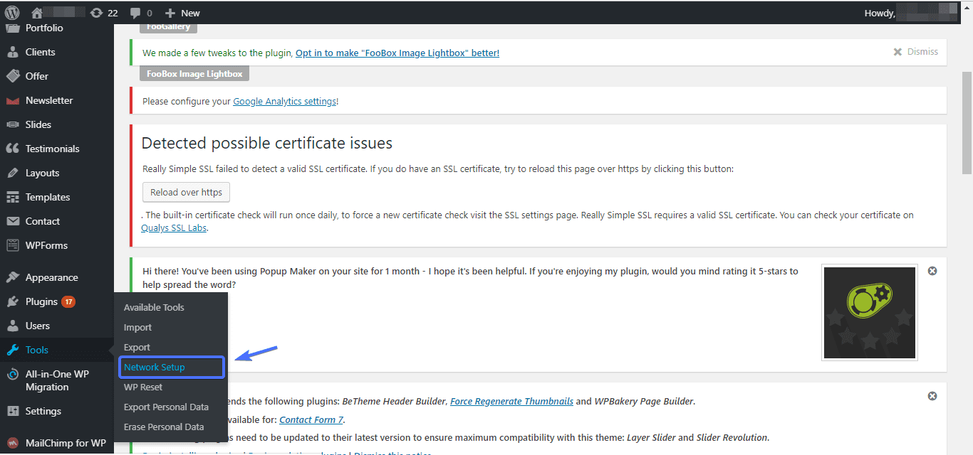 configure multisite network: WordPress multisite netork setup