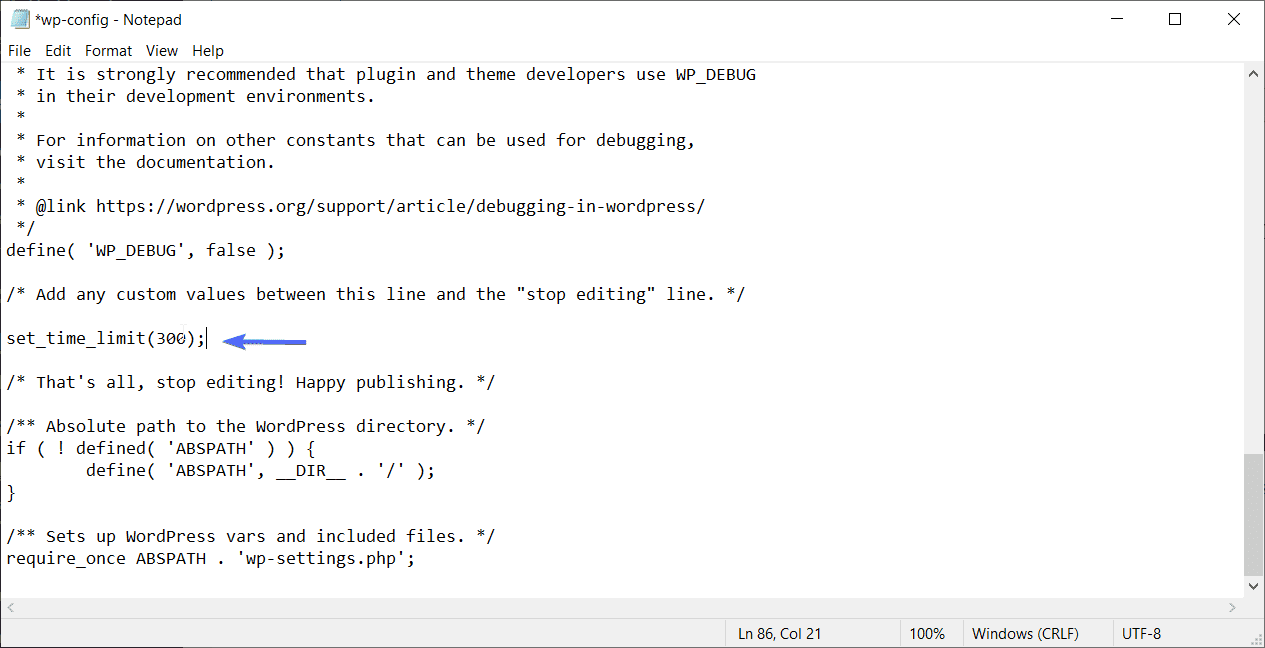 editing wp-config 