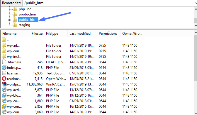 open public html folder