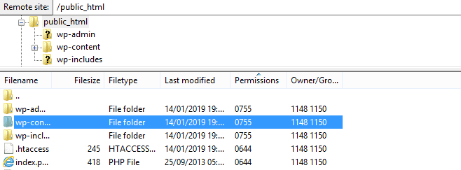 open wp content folder - install wordpress plugins